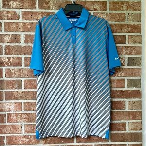 Nike Golf Tour Performance DRI-FIT Mens blue, white & grey pattern polo shirt